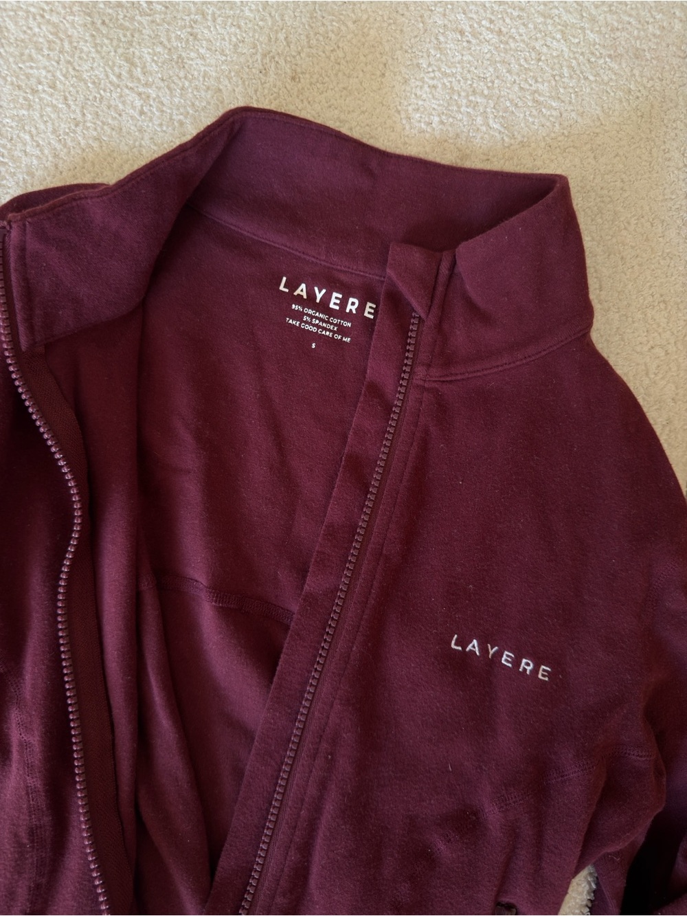 Layere Women's Burgundy ORGANIC COTTON JACKET - Picture 2 of 7